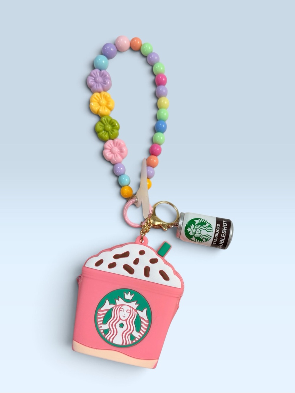 Starbucks Coin Pouch & Pastel Beaded Phone Wristlet & Tab attachment | NEW